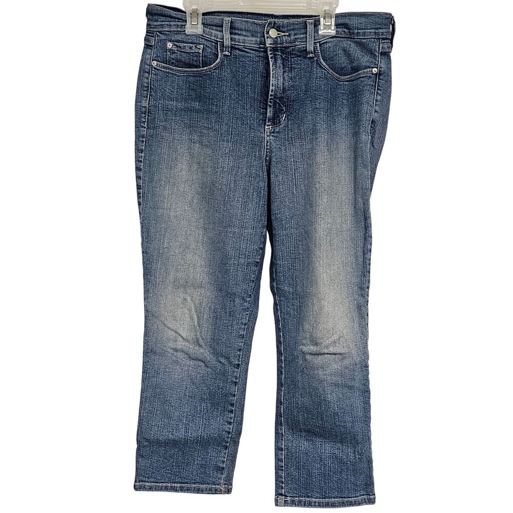 Womens 10‎ NYDJ Jeans Cropped Capri Distressed Acid Washed Mom Casual Normcore